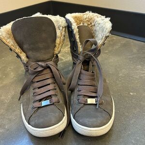 UGG Starlyn sheepskin high top sneakers brown 8